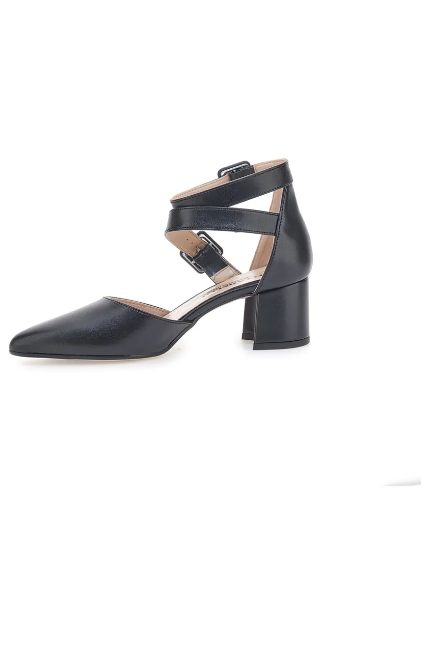 Schwarze Pumps mit Riemchen und Absatz PITTARELLO 8012