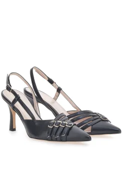 Schwarze Pumps mit Riemchen und Absatz PITTARELLO GLAM 3824 made in Italy