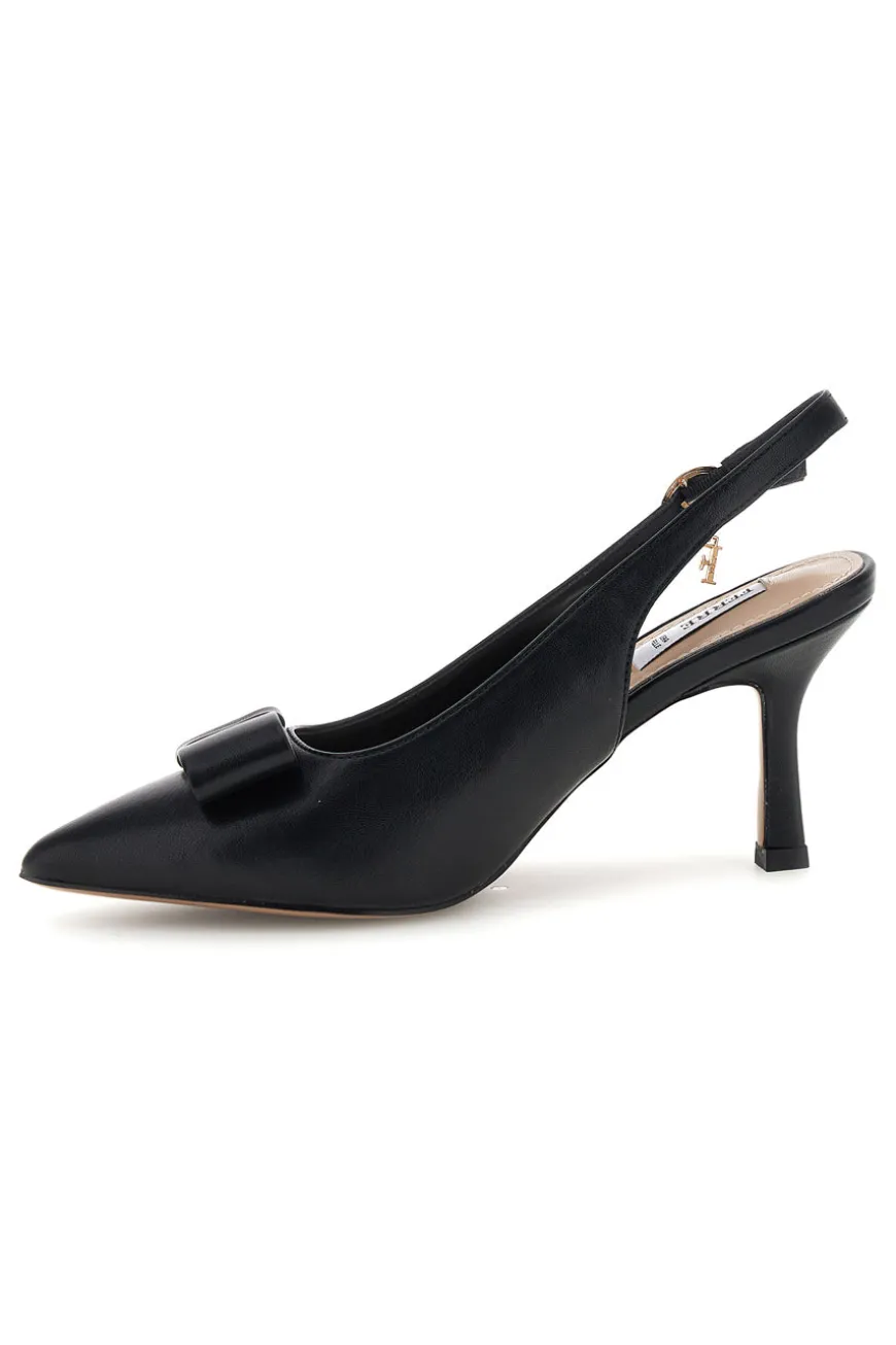 Schwarze Pumps mit Riemen und Metallic-Detail Ferre F030