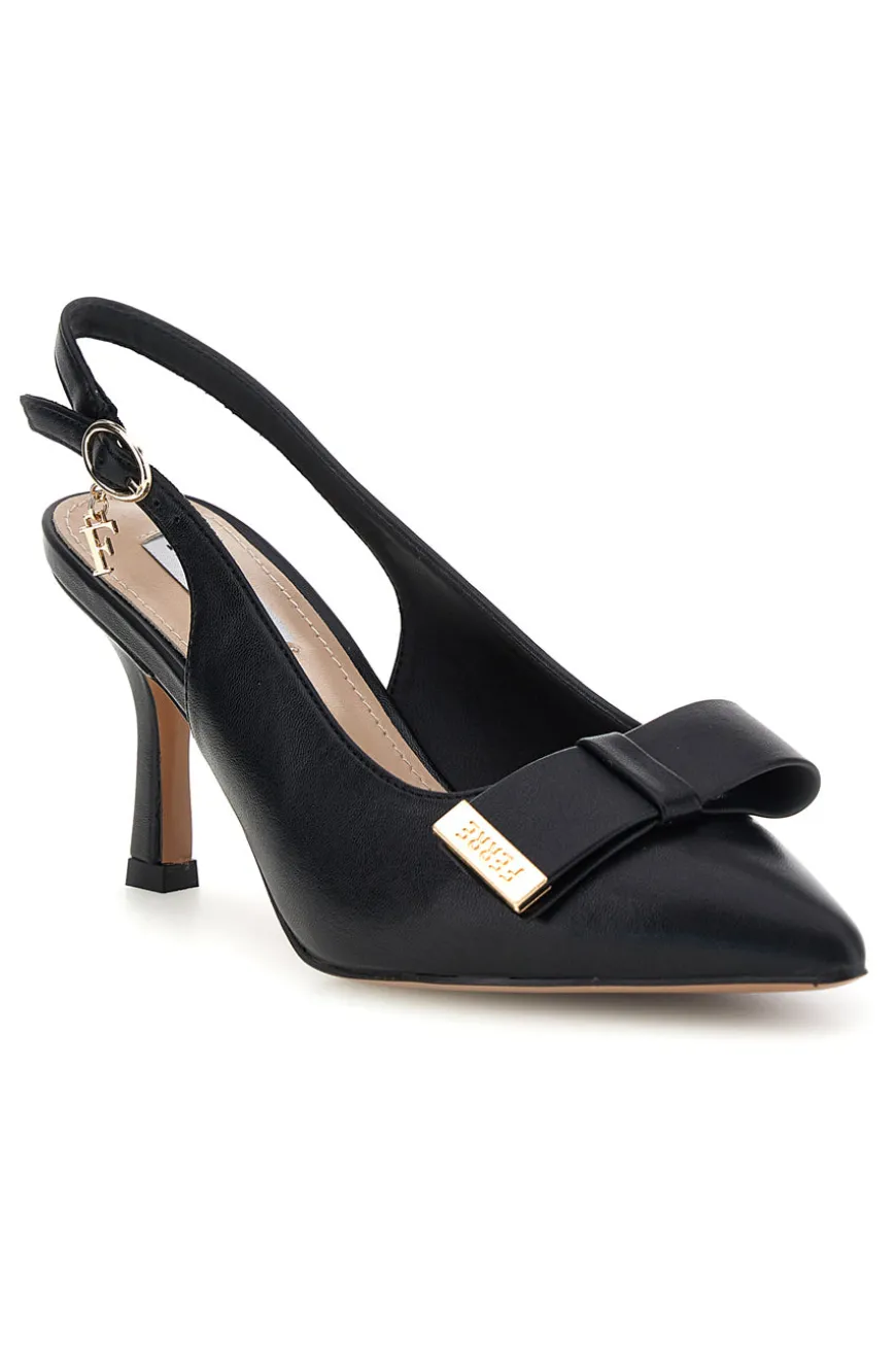 Schwarze Pumps mit Riemen und Metallic-Detail Ferre F030