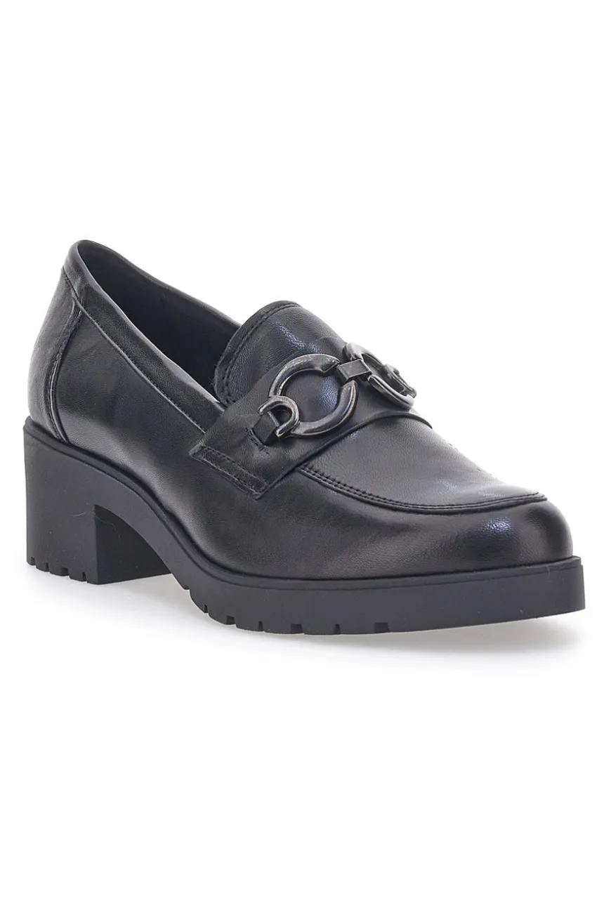 Schwarzer Mokassin mit Pittarello-Glam-Absatz 85145