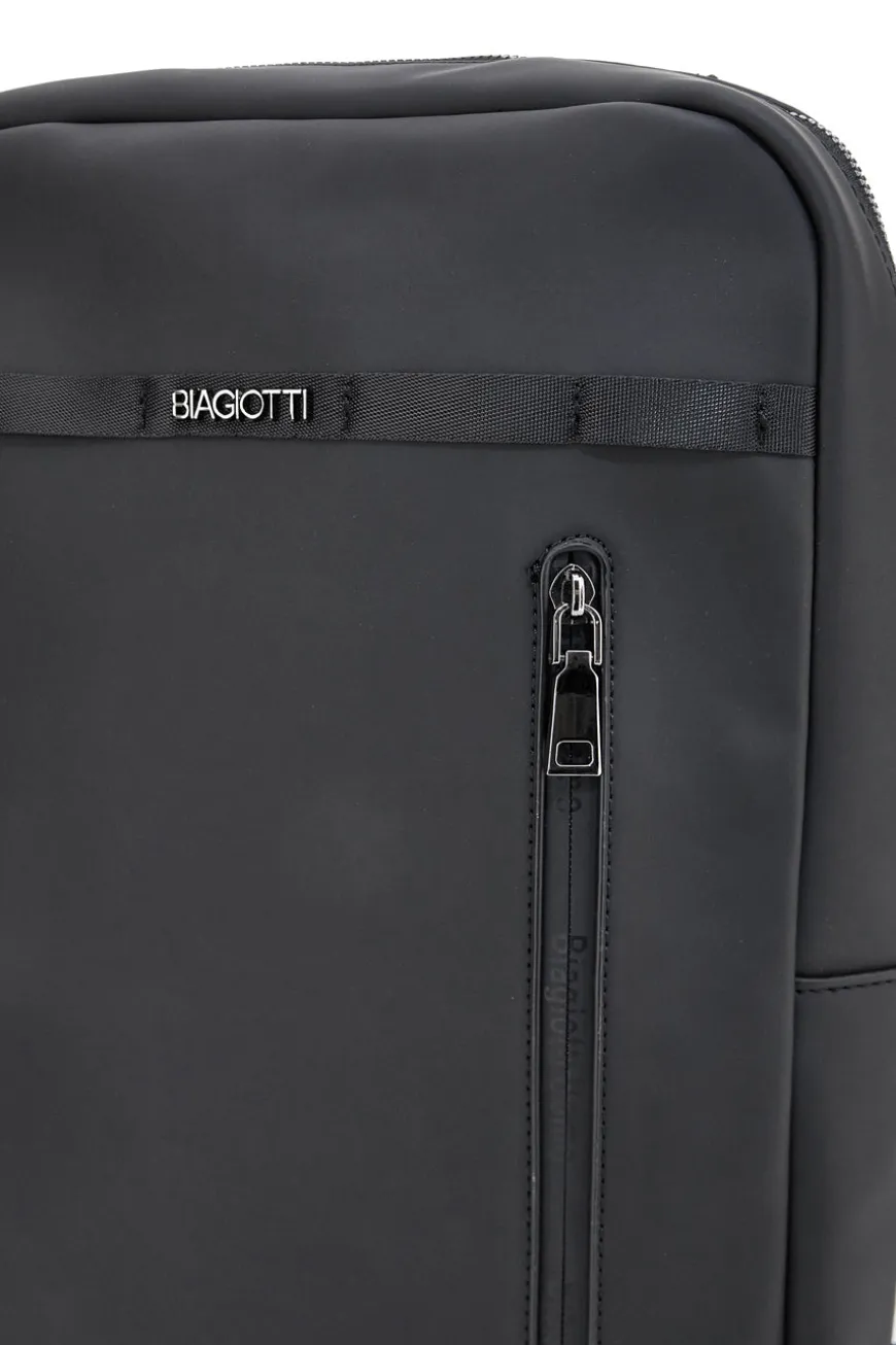 Schwarzer Rucksack mit vertikaler Vordertasche Biagiotti MOI LB25W-464/1/Z