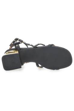 Schwarze Sandalen mit mittlerem Absatz The First 652
