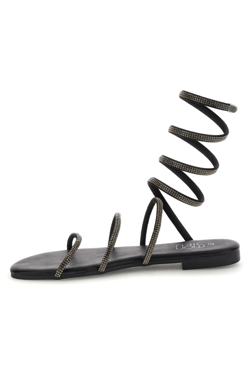 Schwarze Sandalen mit Strasssteinen Mon dieu PRE9300