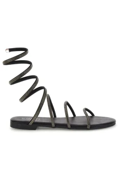 Schwarze Sandalen mit Strasssteinen Mon dieu PRE9300