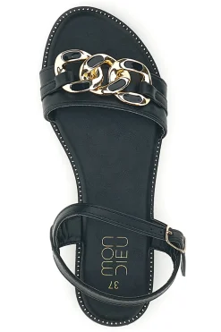 Schwarze Sandalen mit Zierkette Mon dieu PRE5384