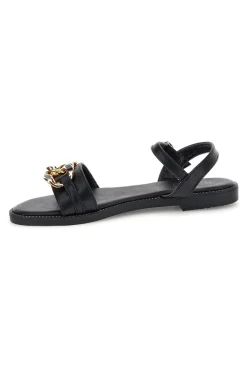 Schwarze Sandalen mit Zierkette Mon dieu PRE5384