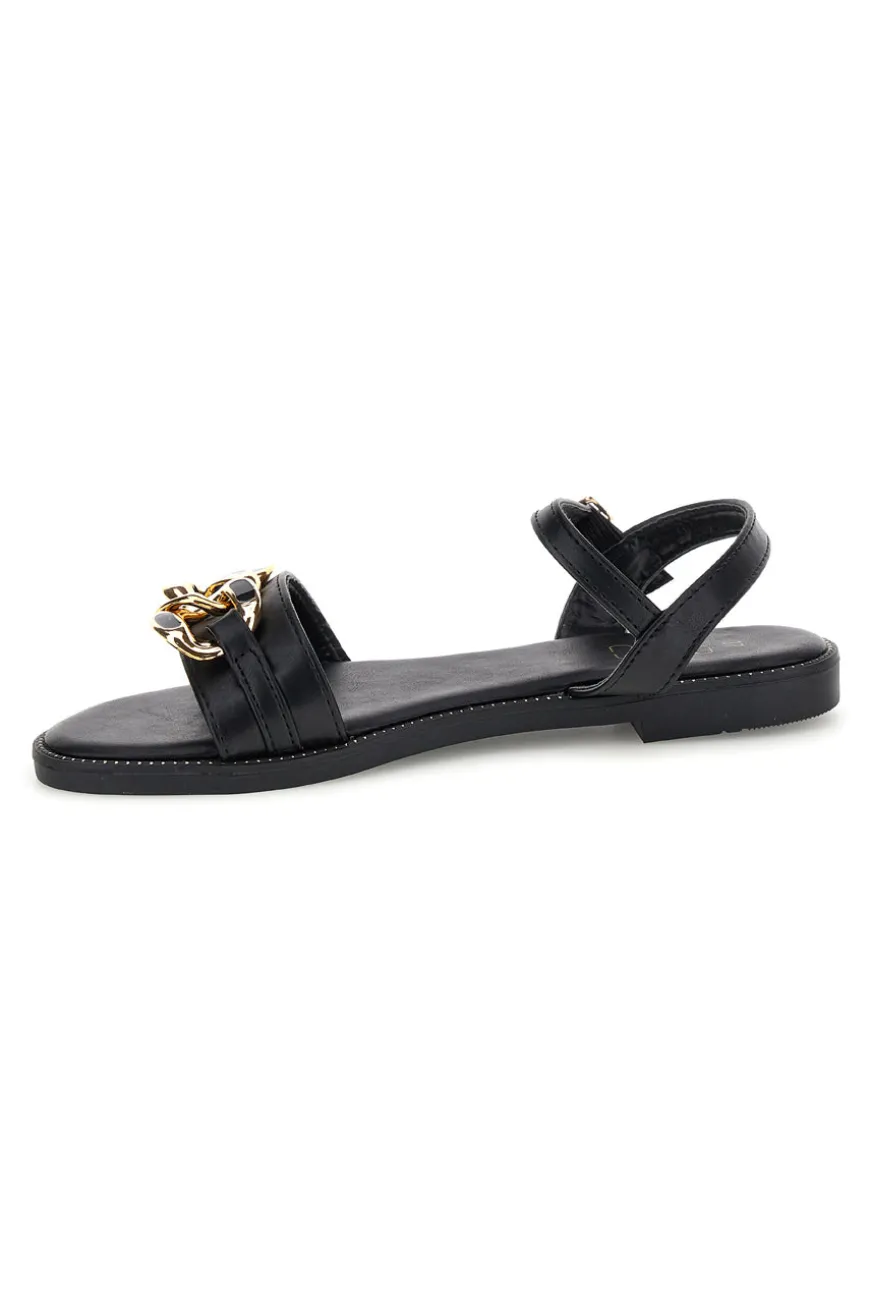 Schwarze Sandalen mit Zierkette Mon dieu PRE5384
