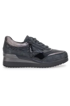 Schwarze Schnürschuhe mit Plateau MIO TEMPO 724072