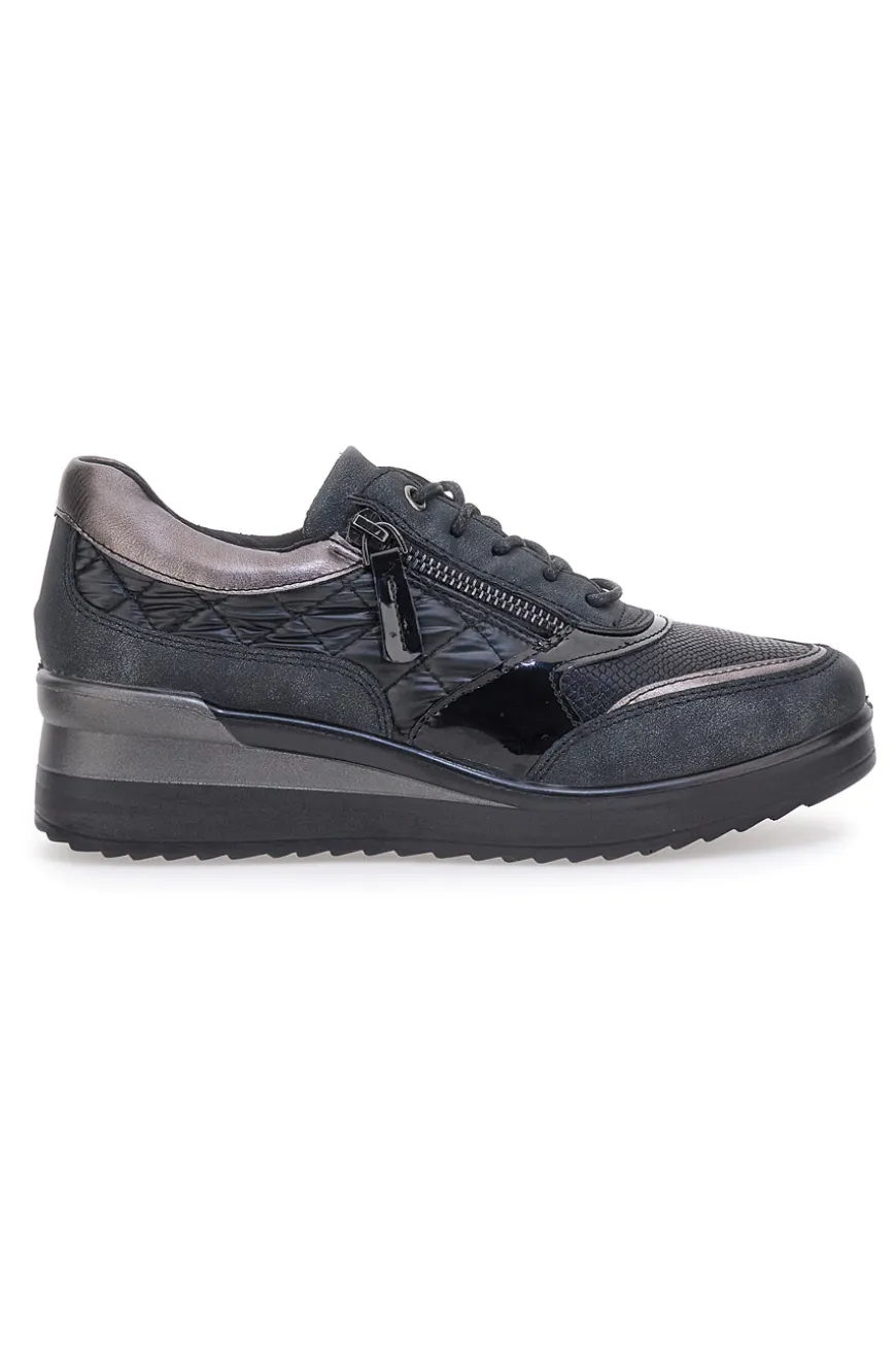 Schwarze Schnürschuhe mit Plateau MIO TEMPO 724072