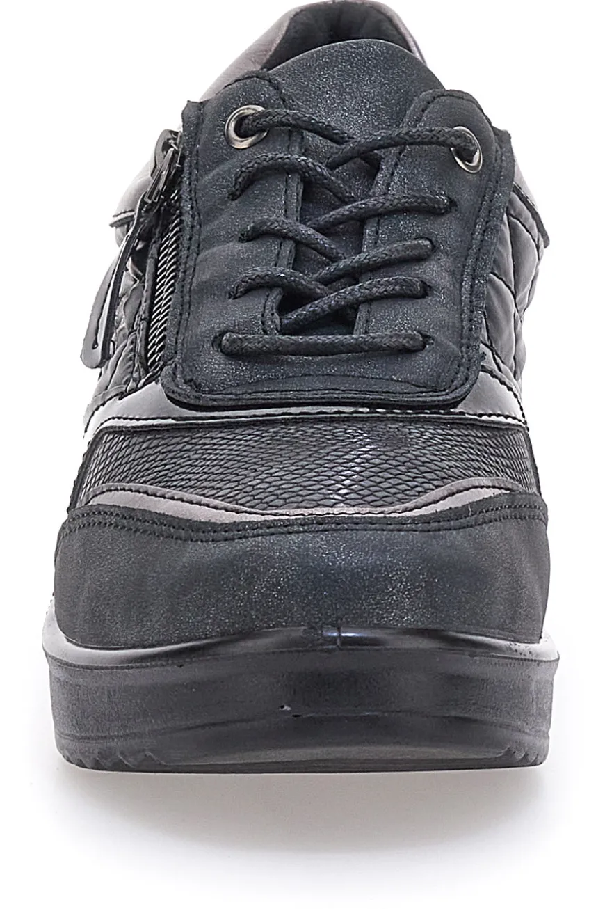 Schwarze Schnürschuhe mit Plateau MIO TEMPO 724072