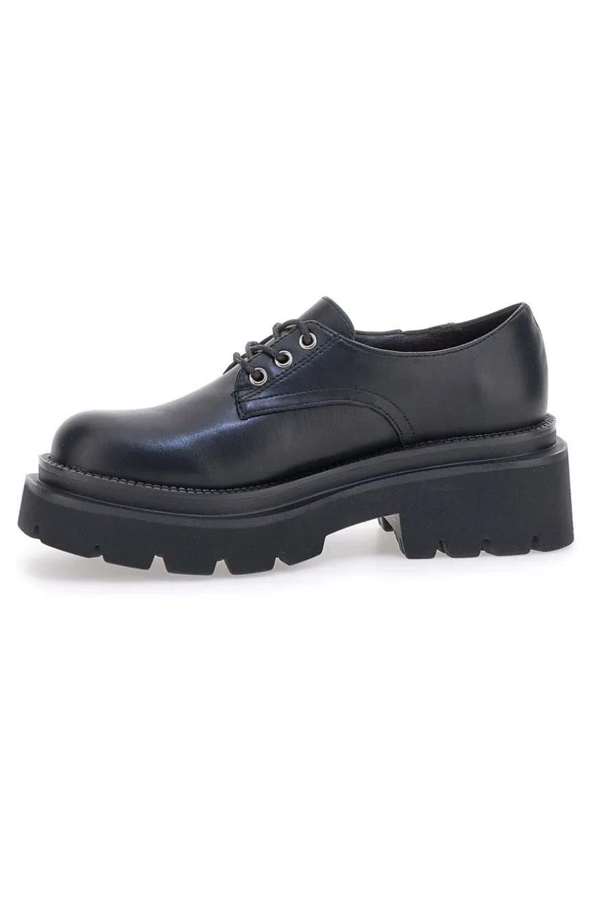 Schwarze Schnürschuhe mit Plateau Betty Flowers 127