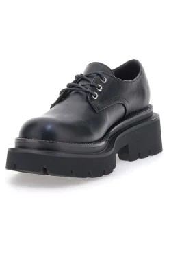 Schwarze Schnürschuhe mit Plateau Betty Flowers 127