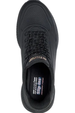 Schwarze Slip-In-Sneaker mit Memory Foam Skechers BOBS SQUAD 4 KEY LOOK