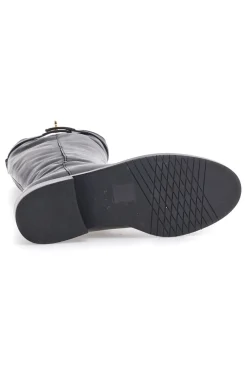 Schwarze Stiefel aus echtem Leder mit goldener Schnalle Pittarello Class RF24L37M