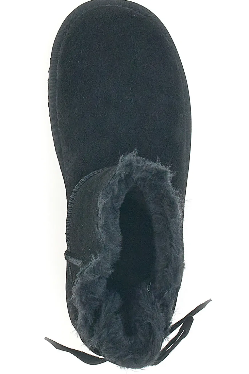 Schwarze Stiefeletten aus echtem Wildleder mit Schleife Pittarello Wow 18175