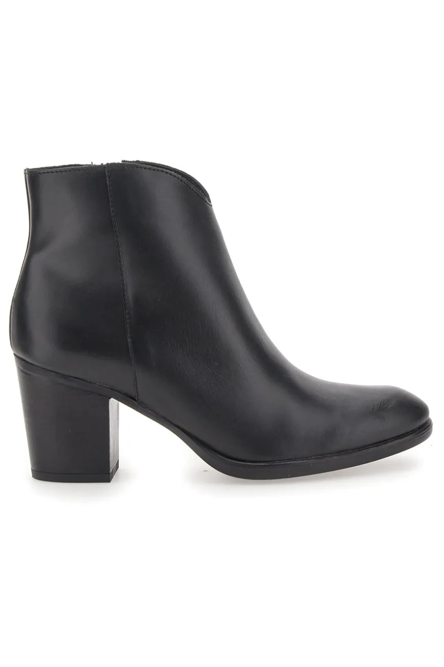 Schwarze Stiefeletten aus echtem Leder mit Blockabsatz PITTARELLO GLAM 4566400