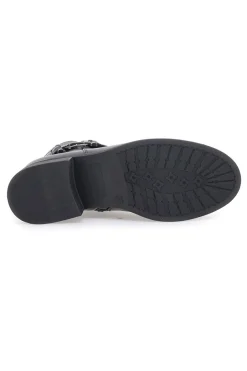 Schwarze Stiefeletten mit dekorativer Schnalle und niedriger Sohle Energy I255