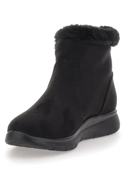 Schwarze Stiefeletten mit schwarzem Fell und Reißverschluss CAFE' COST 41950