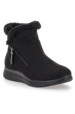 Schwarze Stiefeletten mit schwarzem Fell und Reißverschluss CAFE' COST 41950