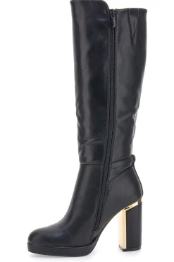Schwarze Stiefel mit dekorativem Riemen The First RQ23WT6