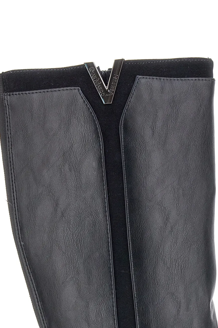 Schwarze Stiefel mit niedrigem Absatz und seitlichem Logo GMV SV0183