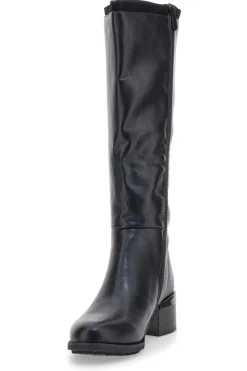 Schwarze Stiefel mit niedrigem Absatz und seitlichem Logo GMV SV0183