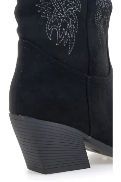 Schwarze Stiefel mit Stickerei und Absatz Cafè Kosten RQ2616
