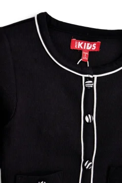 Schwarze Strickjacke mit kontrastierenden Profilen Pitt Kinder PT-G-F-9036