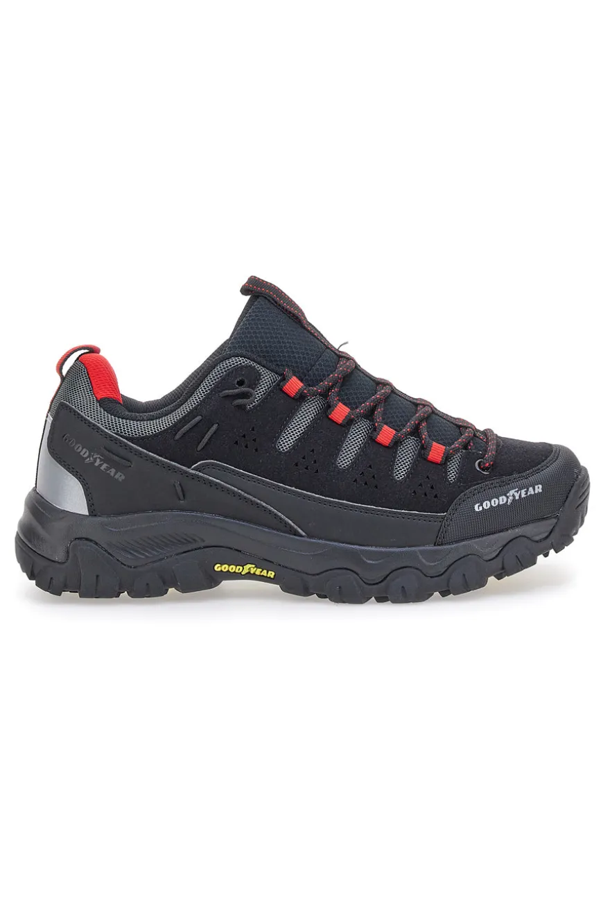 Schwarze Trekkingschuhe mit roten Details Goodyear 41029