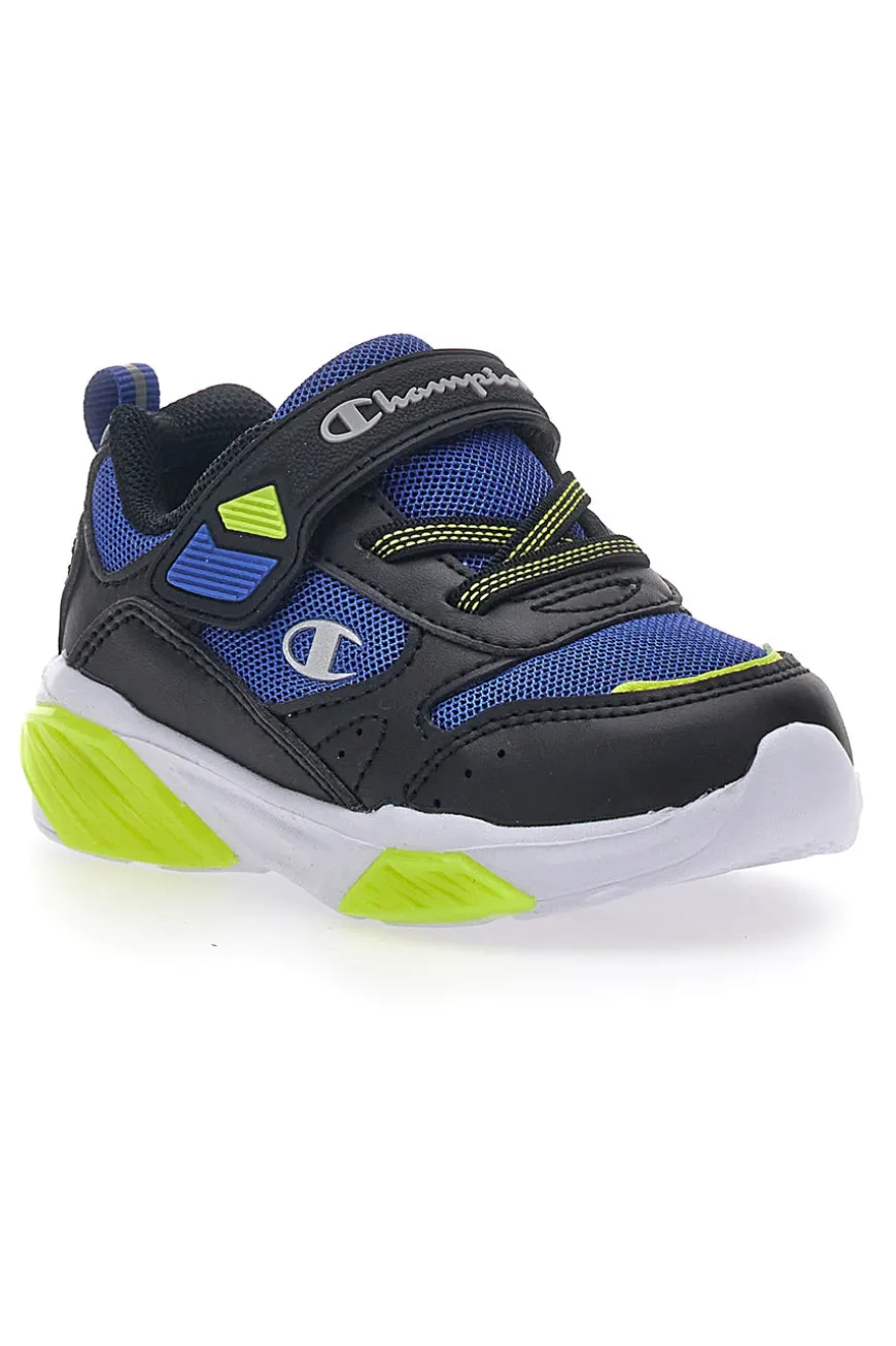 Schwarze und blaue Turnschuhe mit Lichtern Champion Wave B TD