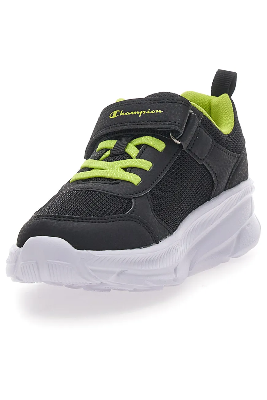Schwarze und gelbe Sneakers mit Klettverschluss und elastischen Schnürsenkeln CHAMPION HRO B PS Low Cut Schuh
