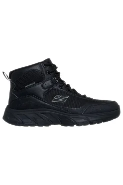 Schwarze, wasserabweisende Stiefel mit Skechers Hillcrest 2.0 Woodrock Peak Memory Foam