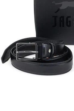 Set Cofanetto cintura e portafoglio nero in vera pelle Jaguar PR001-1