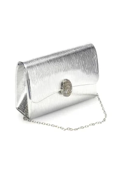 Silberne Clutch-Tasche mit Juwel Schnalle Nbg SERA/3512