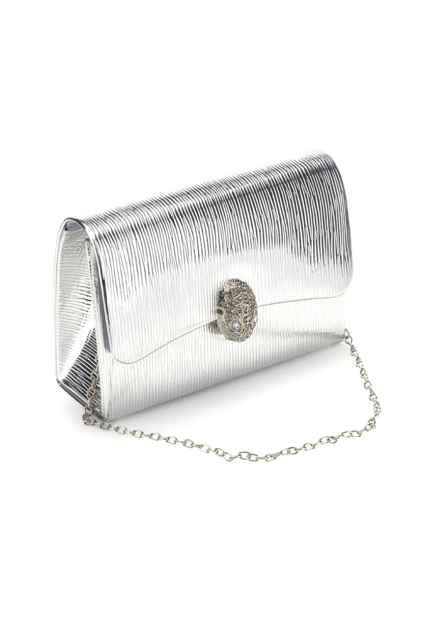Silberne Clutch-Tasche mit Juwel Schnalle Nbg SERA/3512
