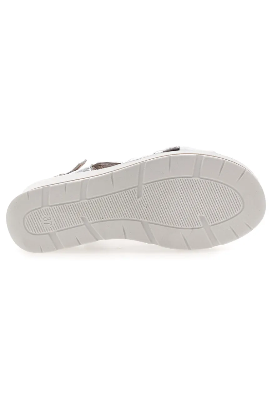 Silberne Sandalen mit Plateau und Obermaterial aus Leder Mio Tempo 269020