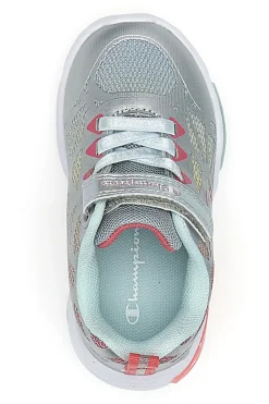 Silberne Sneakers mit mehrfarbigen Lichtern und Klettverschluss Champion Wave Tri G TD