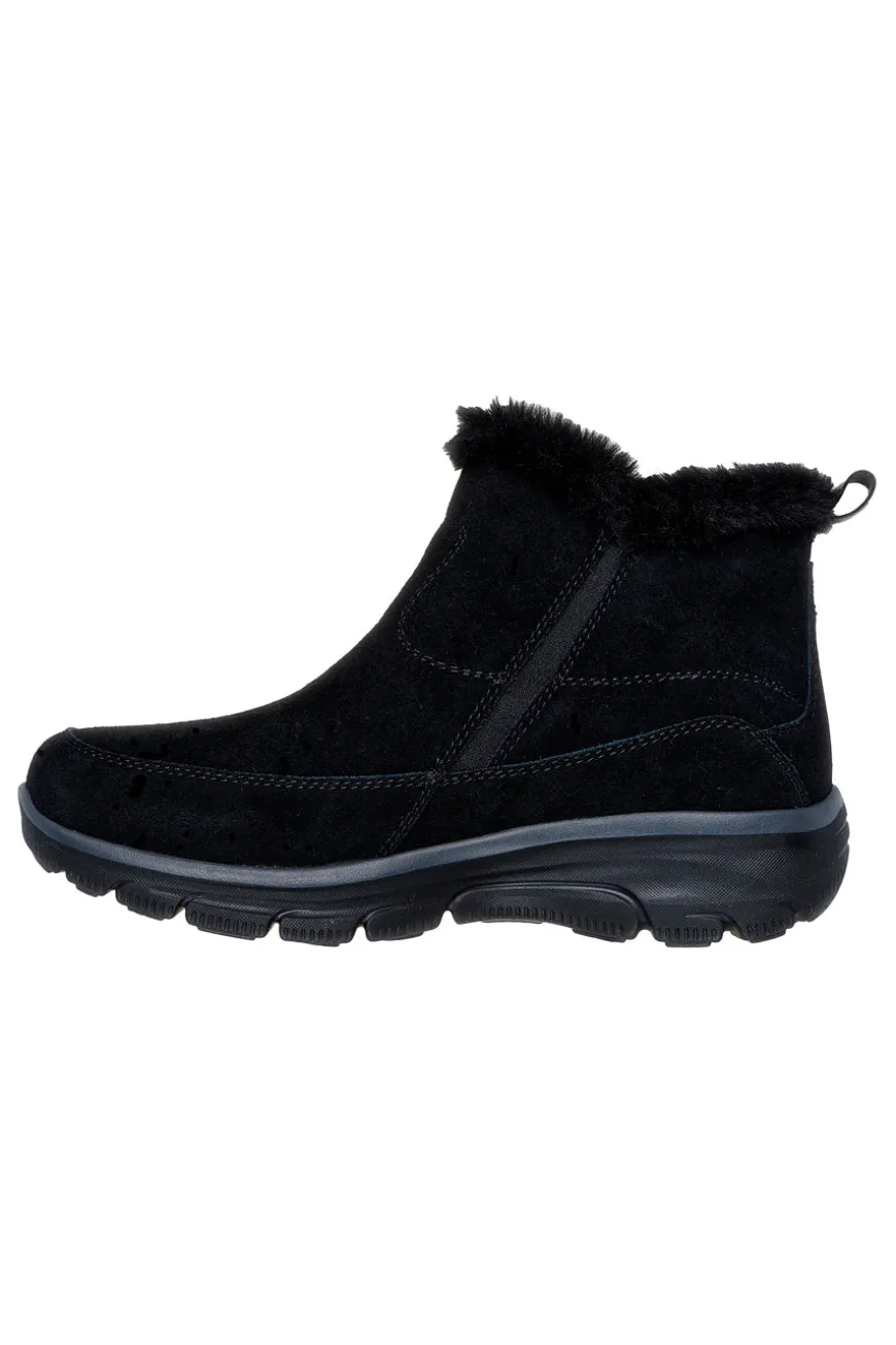 Skechers – Easy Going – Cool – Schwarze Stiefeletten mit Reißverschluss und Memory-Schaum