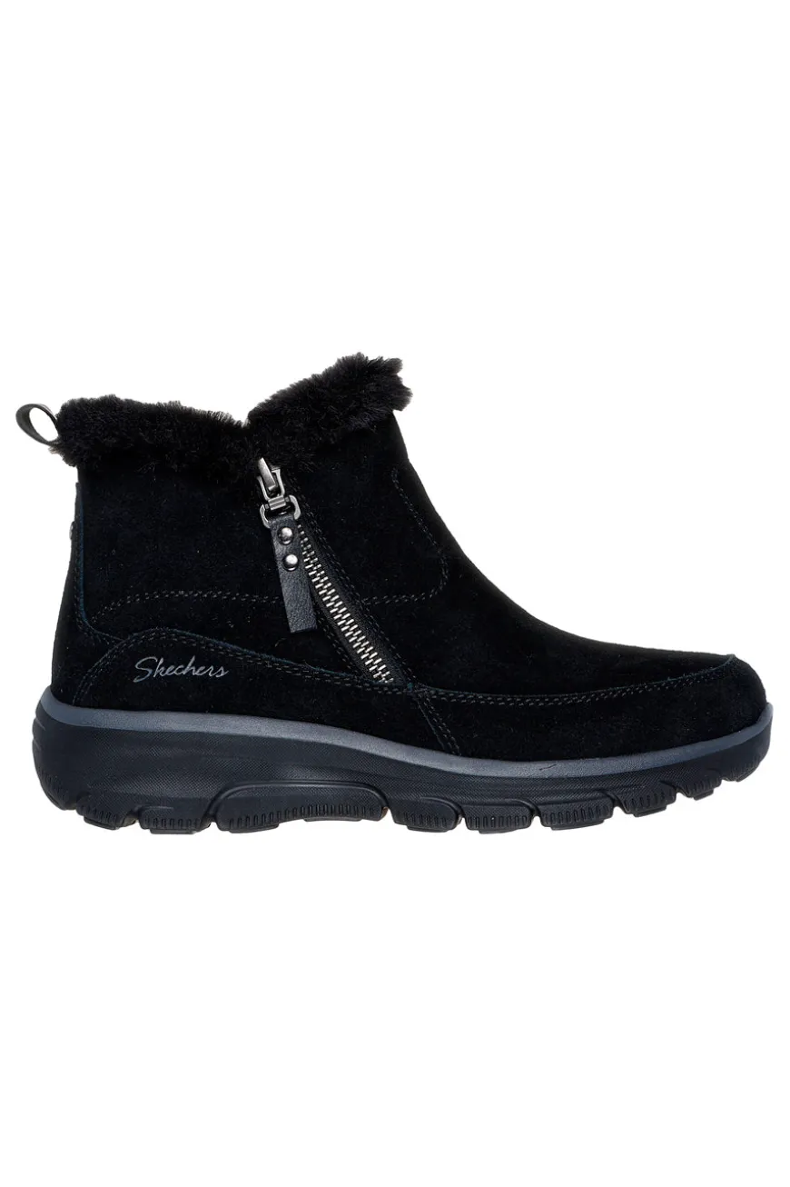 Skechers – Easy Going – Cool – Schwarze Stiefeletten mit Reißverschluss und Memory-Schaum