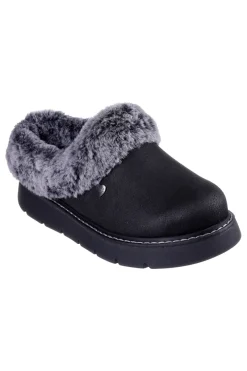 Skechers – Keepsakes Lite Cozy Blend – Pantoletten mit schwarzem Kunstfellfutter