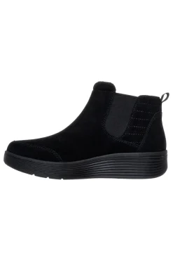 Skechers Laguna Harvest Moons Chelsea Boots aus schwarzem Leder mit Arch Fit Innensohle