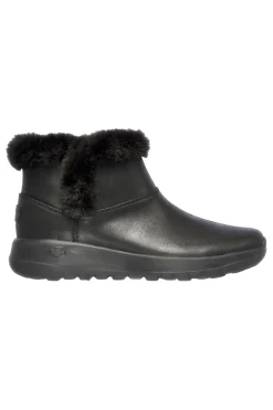 Skechers – On-the-GO – Joy Endeavor – Schwarze Stiefeletten mit Kunstpelzbesatz