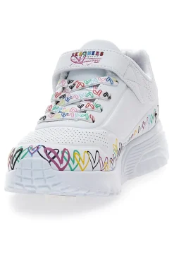 Skechers Uno Lite Weiße Sneakers mit Herzen und Memory Foam - Heart Craze