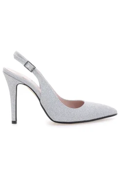 Slingback argento glitter con tacco alto Pittarello Romantic 5425