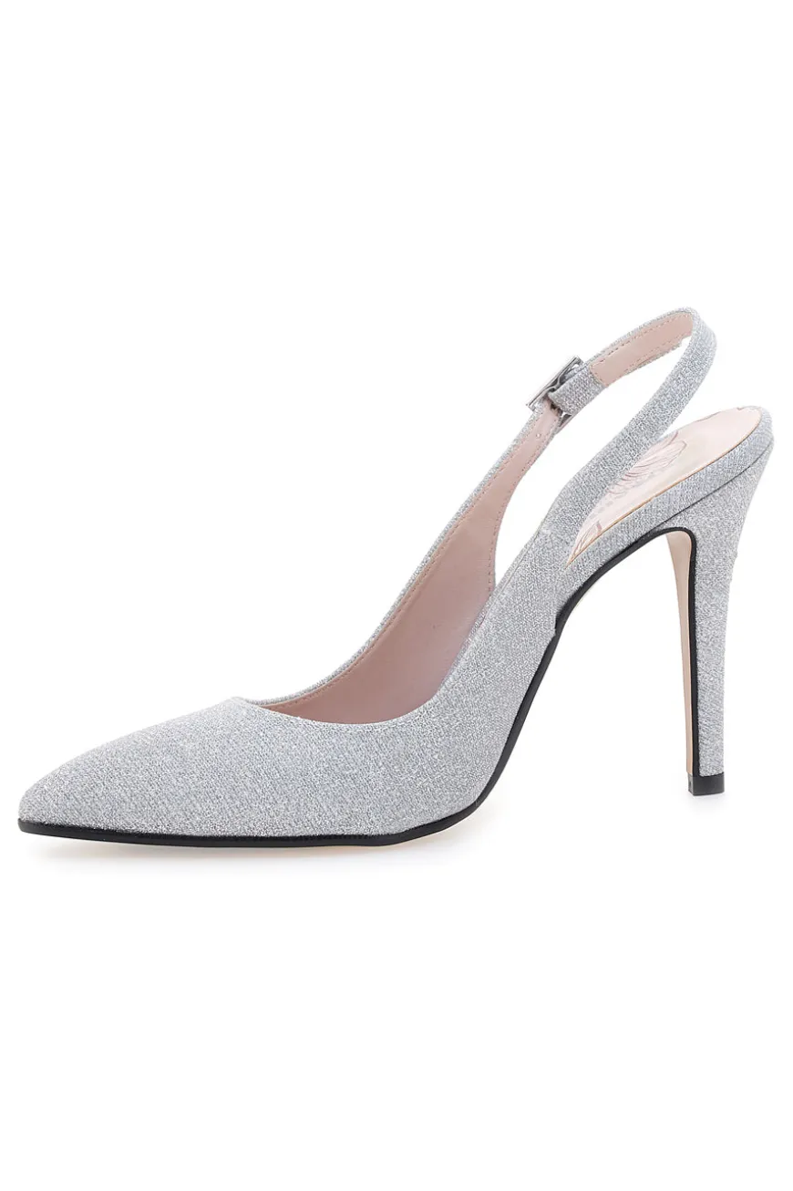 Slingback argento glitter con tacco alto Pittarello Romantic 5425
