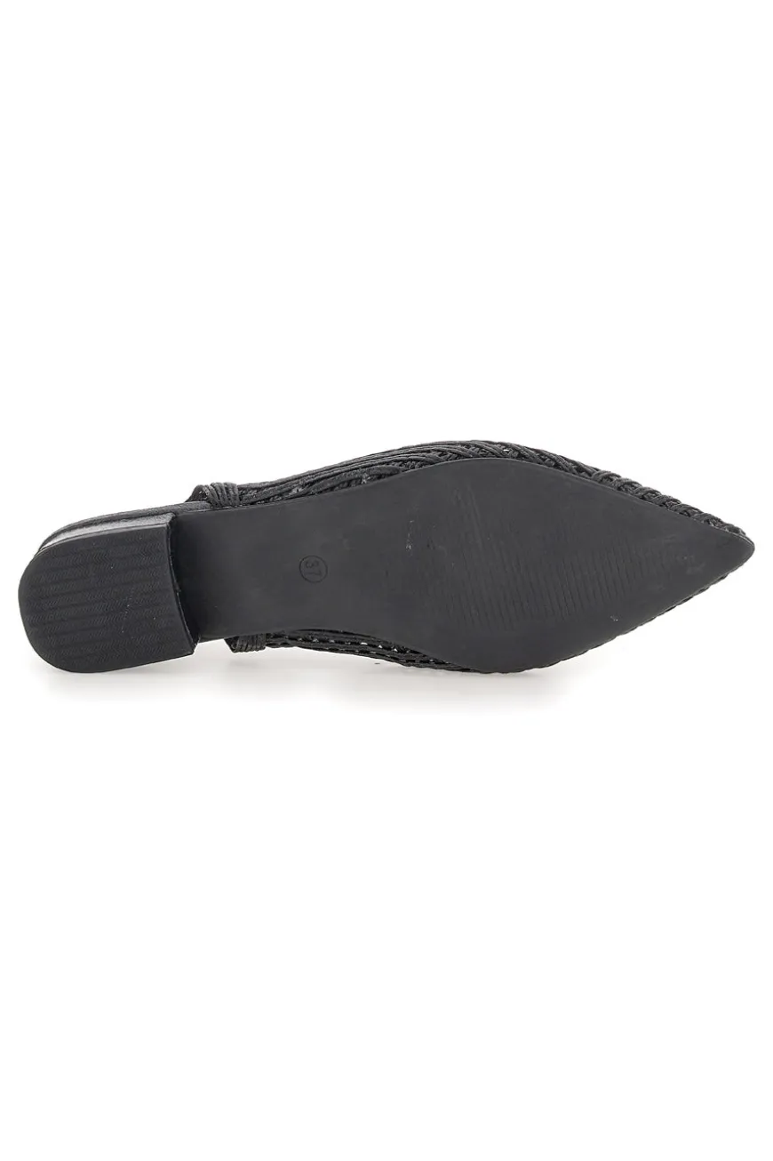 Slingback da donna nere traforate con tacco basso Le Havre GZ2405273