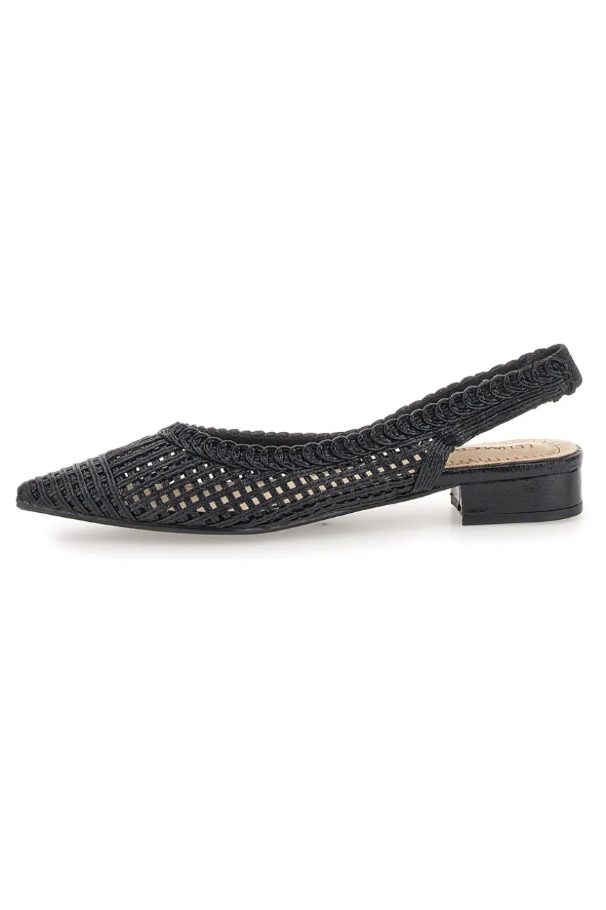 Slingback da donna nere traforate con tacco basso Le Havre GZ2405273