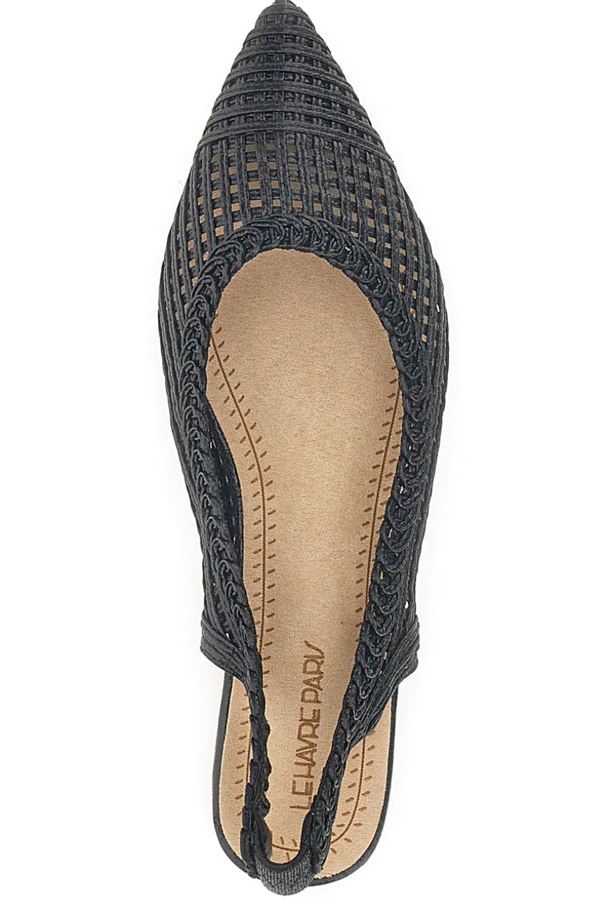 Slingback da donna nere traforate con tacco basso Le Havre GZ2405273