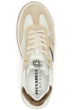 Sneaker beige in vera pelle con inserti bronzo Pittarello Capsule Grace